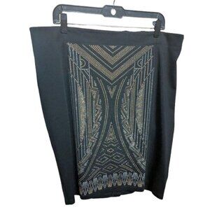 Midnight Velvet Skirt Size XL 1X Art Deco NWT Metallic Embellished Black Knit